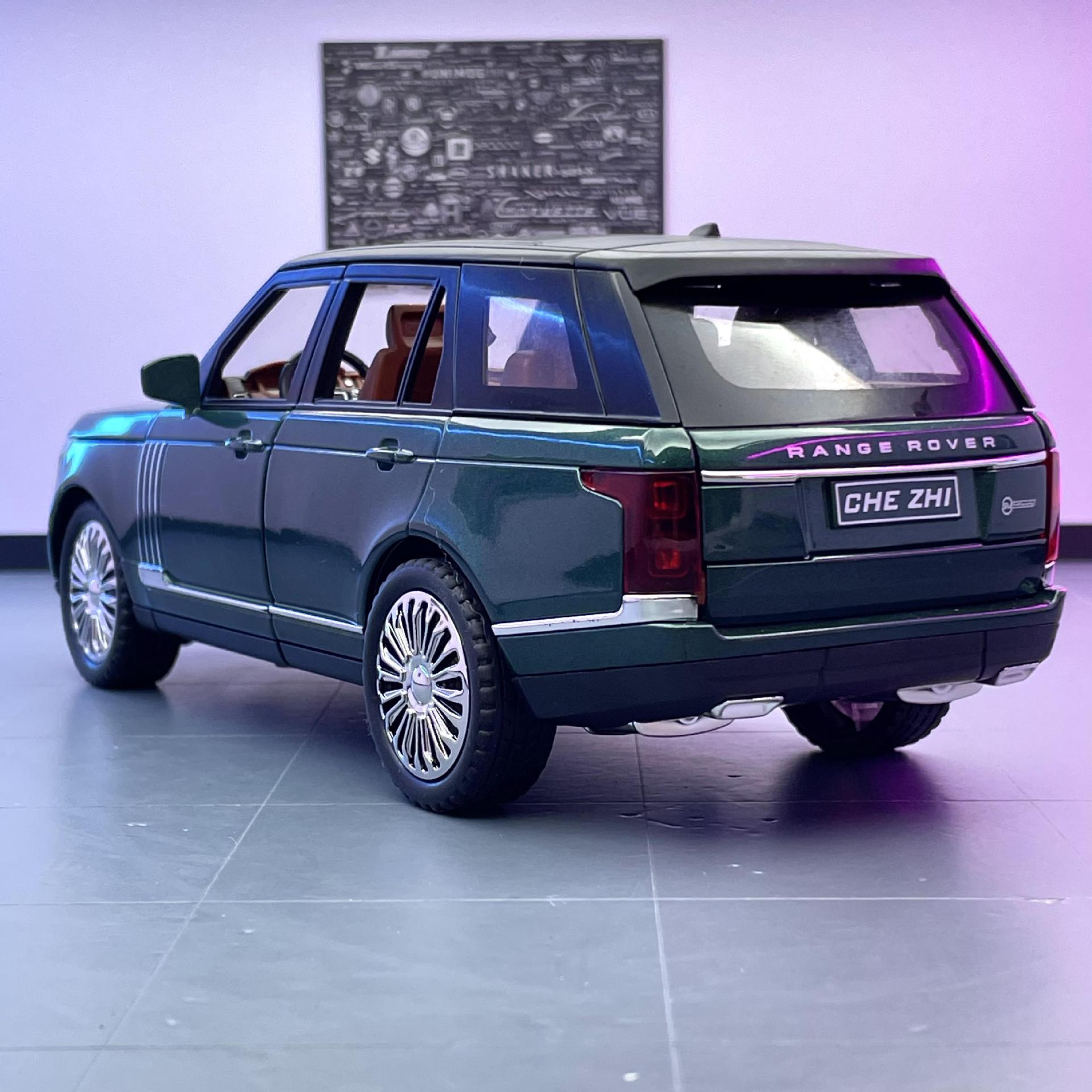 Modelo de coche de aleación de coche 1:24 Range Rover con sonido y luz Tire hacia atrás juguete todoterreno vehículo música modelo decoración colección