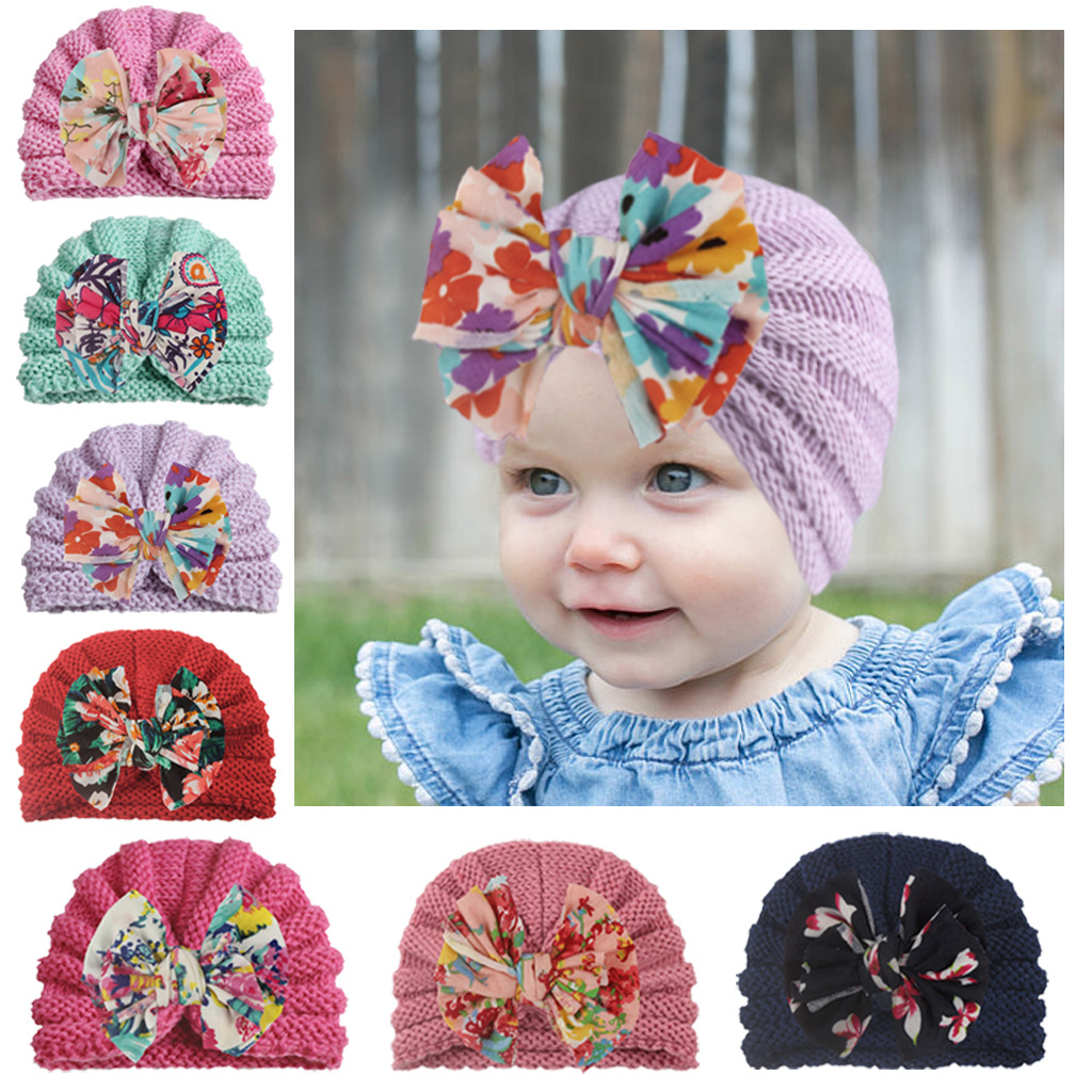 Children Unisex Fashion Bow Knot Printing Wool Cap display picture 4