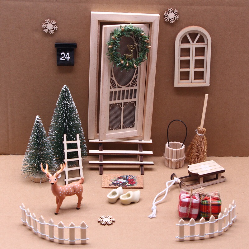 ドールハウスドールハウスミニ無地中空ガーゼドア BJD ミニチュアクリスマスシーン小道具モデルアクセサリー|undefined