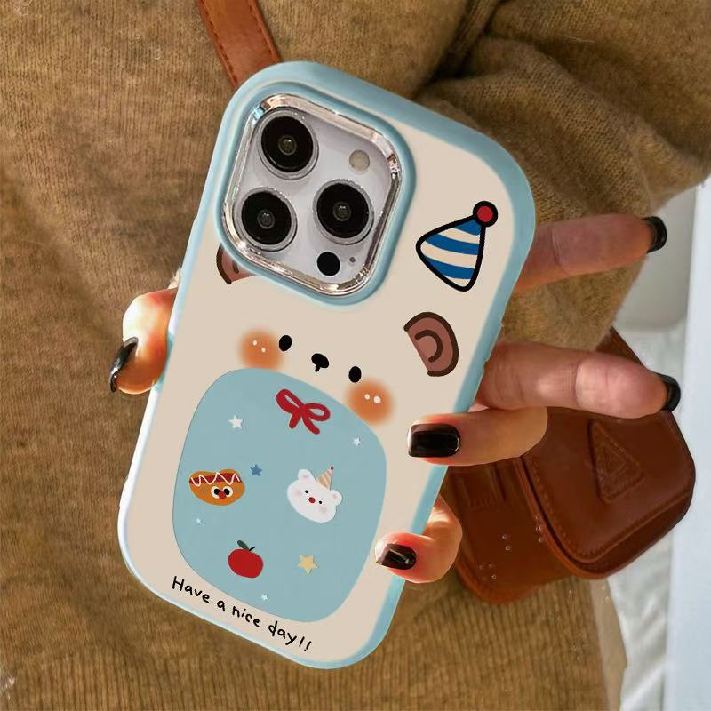 椭圆大嘴小熊适用苹果17手机壳iphone16 15promax全包14软13