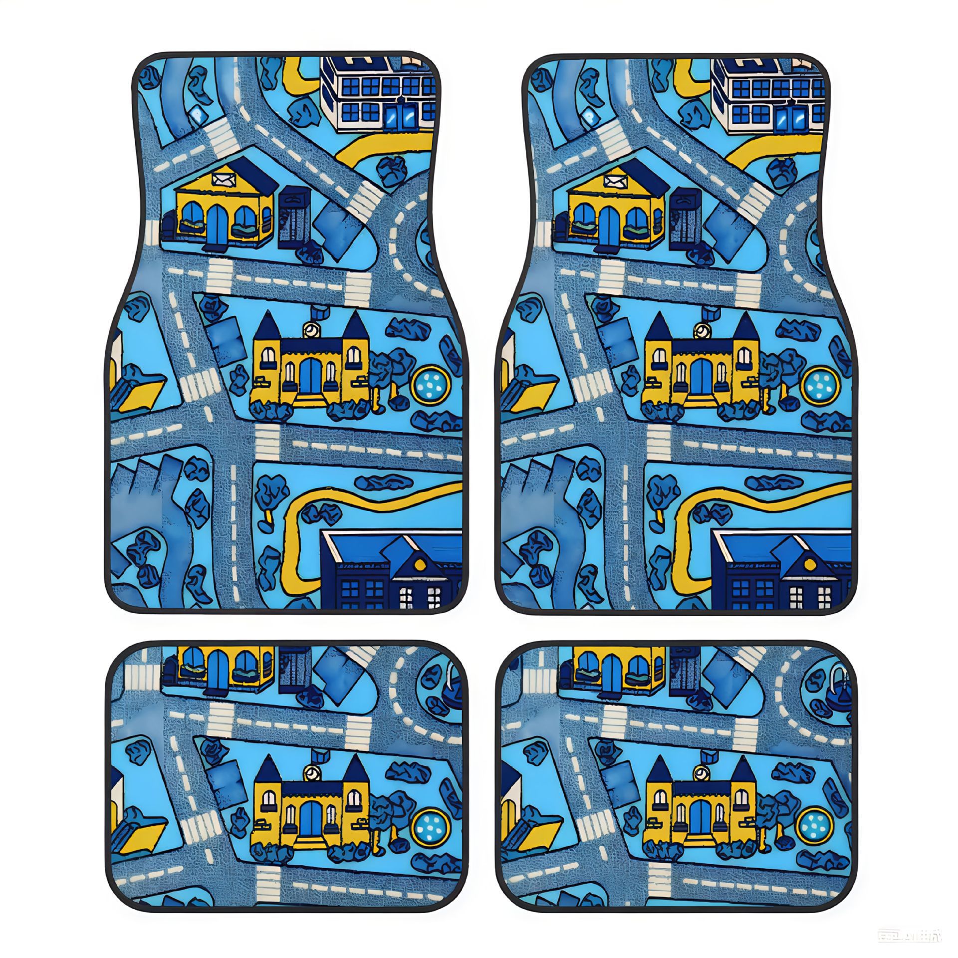 Cross-border Amazon American-style trendy car floor mats four-piece set, water-absorbent, wear-resistant, dirt-resistant car decorative floor mats, drop-shipping available