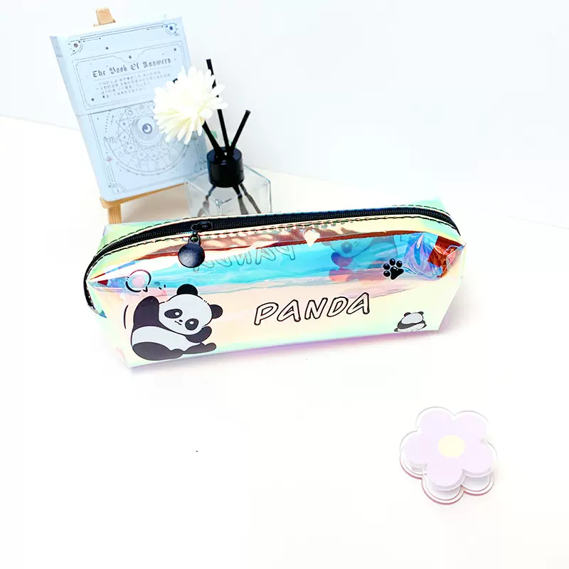 跨境文具镭射卡通笔袋TPU单层多功能小学生高级感防水透明文具盒