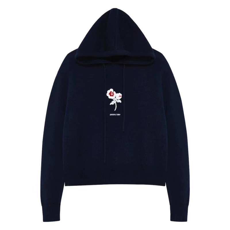 Cute short knitted set with hood, (Physicals), flowered