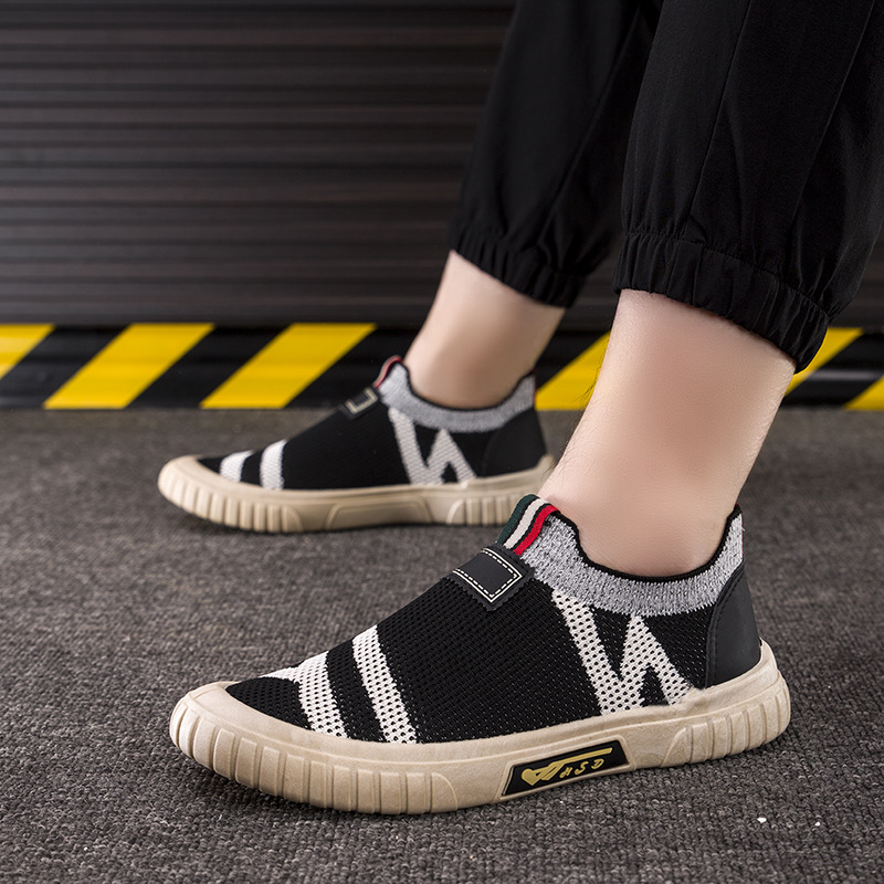 Zapatos Flyknit para hombre, estilo otoñal, zapatos sin cordones, zapatillas deportivas de exportación, modernos, ligeros, de caña baja, de malla, transpirables, informales, al por mayor