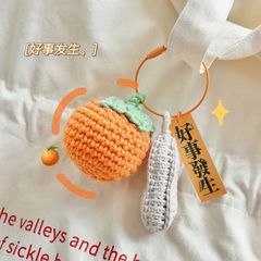 Knitted finished persimmon peanut good things happen keychain car bag pendant companion gift creative gift wholesale
