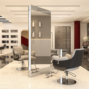 Internet Celebre Barber Shop Mirror Table Hair Salon Single-and Double-sided Floor Mirror Hairdressing Shop Mirror with Light Stainless Steel Hair Cutting Mirror