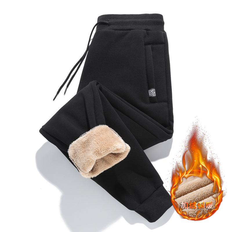 Lamb Fleece Cotton Pants Men's Fleece-lined Thickened Pants Men's Casual Sports Pants Youth Winter Tooling Fleece-lined Sweatpants Trendy Lamb Fleece Cotton Pants Men's Fleece-lined Thickened Pants Men's Casual Sports Pants Youth Winter Tooling Fleece-lined Sweatpants Trendy