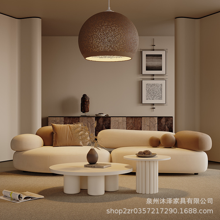 奶油风布艺鹅卵石沙发组合家用小沙发商铺民宿网红创意接待沙发椅|undefined