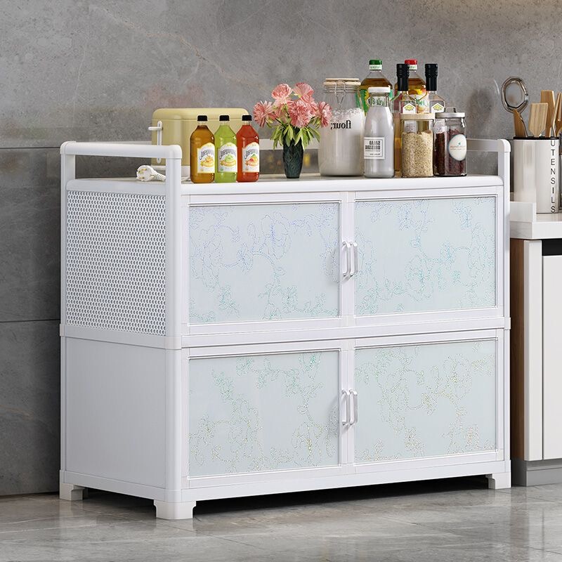 Kitchen Rack Storage Kitchen Cabinet Aluminum Alloy Cupboard Multi-Functional Economical Storage Cabinet Household Simple Cabinet