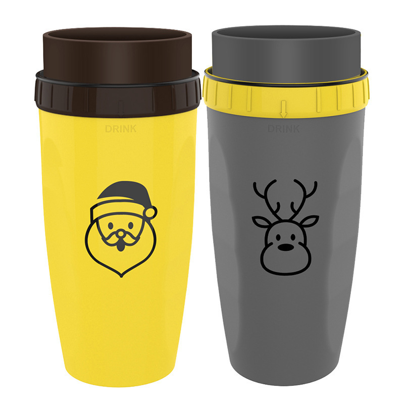 Cross-Border Popular French Lidless Twist Cup Neolid Portable Straw Cup for Kidsren and Students Portable Creative Plastic Cup