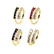 欧美跨境微镶锆石戒指开口可调节戒指简约气质时尚指环铜配件首饰
