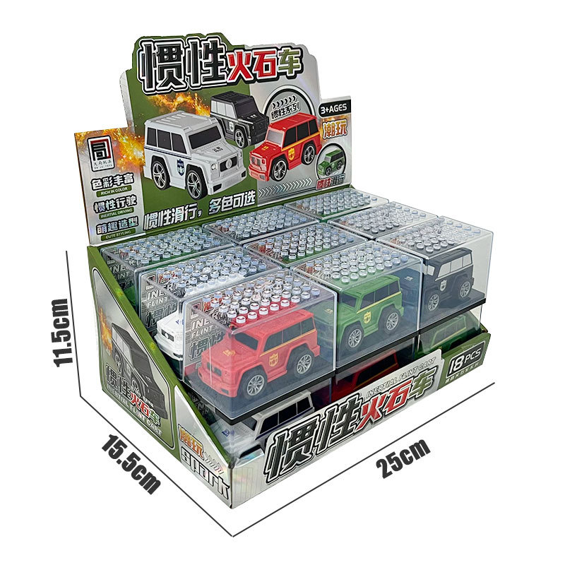 Juguetes de piedra de fuego luminosa, jeep de inercia, modelo de vehículo todoterreno, salón de juegos de la ciudad, pequeños regalos