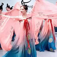 Китайский цветной танцевальный костюм Костюм Хана Костюм Для Взрослых Классический танец элегантный танец красоты Танцевальный костюм Хань и Тан женский