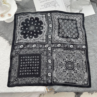 24-year new black cashew flower silk scarf for women in summer sun protection 53cm small square scarf high-end fashion scarf