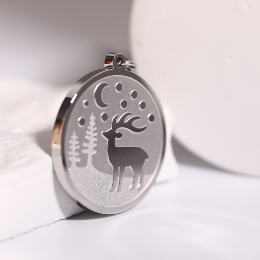 Simple Landscape Mountain Deer Titanium Steel Hollow Necklace Wholesale
