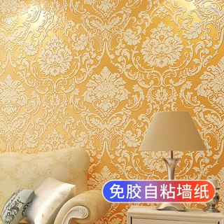 无纺布欧式简约墙纸 3D立体家用自粘壁纸 温馨客厅卧室电视背景墙