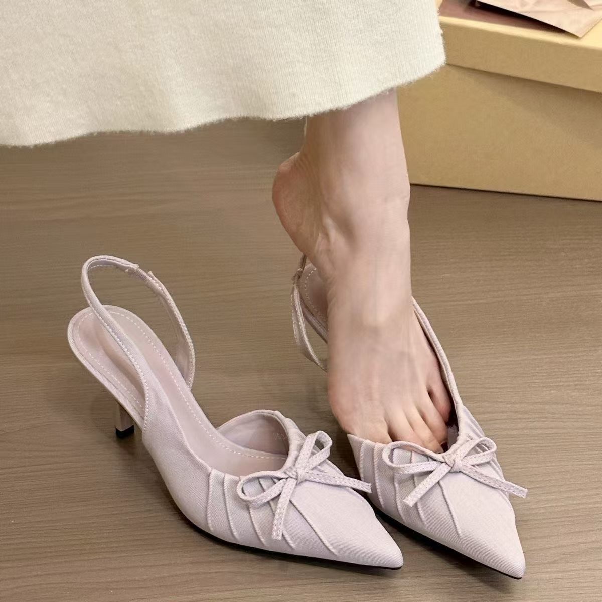 Cute sandals with bow, Korean style, Spring/Fall 2025 model