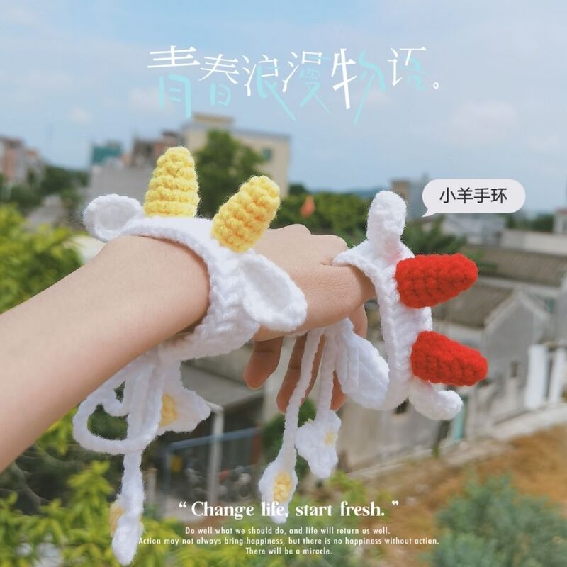 Finished Lamb Bracelet Wool Hand Crochet Knitted Lamb Bracelet Girlfriend Couple Bracelet