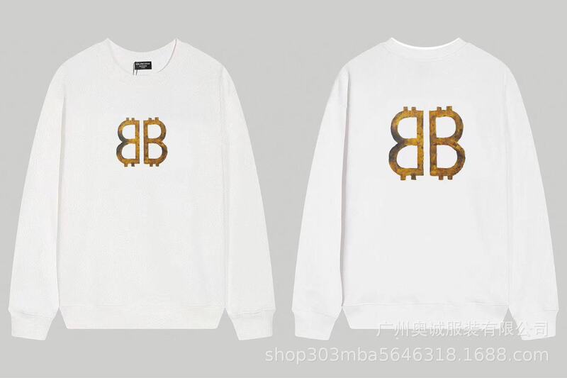 国境を越えた貿易 B's 24ss 秋 BB's ロゴプリント スウェットシャツ 380g コーマ綿二重糸 メンズ レディース スウェットシャツ|undefined