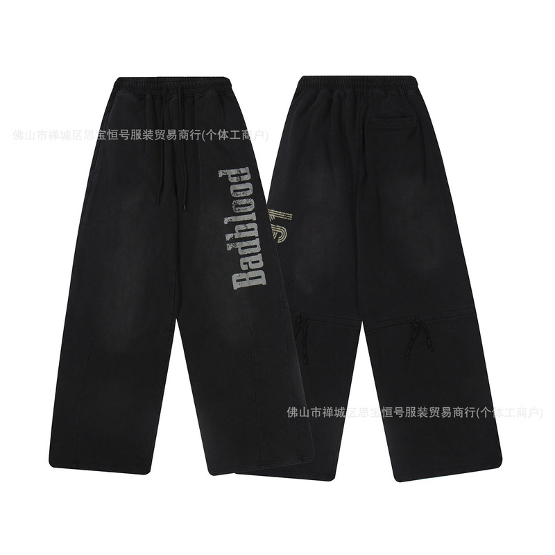 Korean Trendy Brand Badblood American Retro Loose Casual Sports Sweatpants Washed Wide-Leg Pants for Women with Vintage Wash Korean Trendy Brand Badblood American Retro Loose Casual Sports Sweatpants Washed Wide-Leg Pants for Women with Vintage Wash