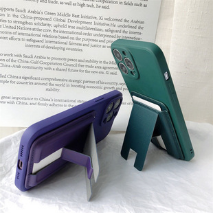 Magnetic Card Holder Magsafe Magnetic Mobile Phone Holder Card Holder Leather Wireless Charging Compatible with Lazy Desktop Multi-Function
