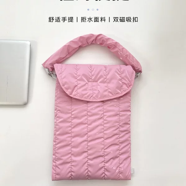 Can Add Logo, Japanese and Korean Style Protective Case with Quilted Embroidery, Shockproof Computer Bag, iPad Anti-Drop Protective Case, Portable Handbag