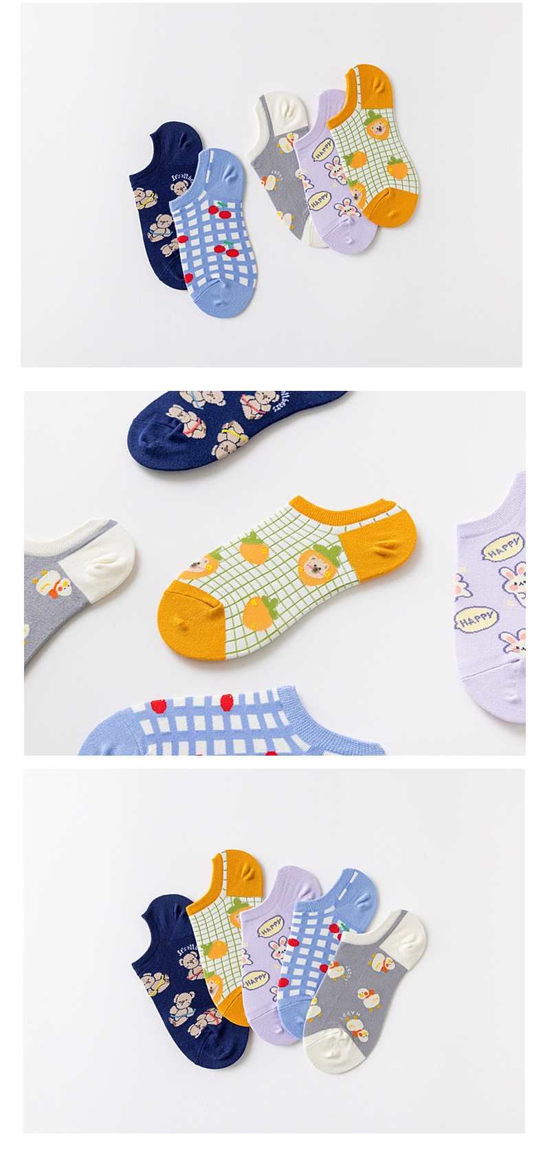 Female Japanese cartoon super short tube (boat socks) socks