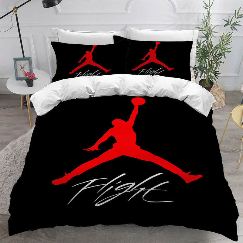Jordan Logo Digital Print Three-Piece Set 3D Cross-Border Jumpman Logo Customizable Duvet Cover Air Pillowcase