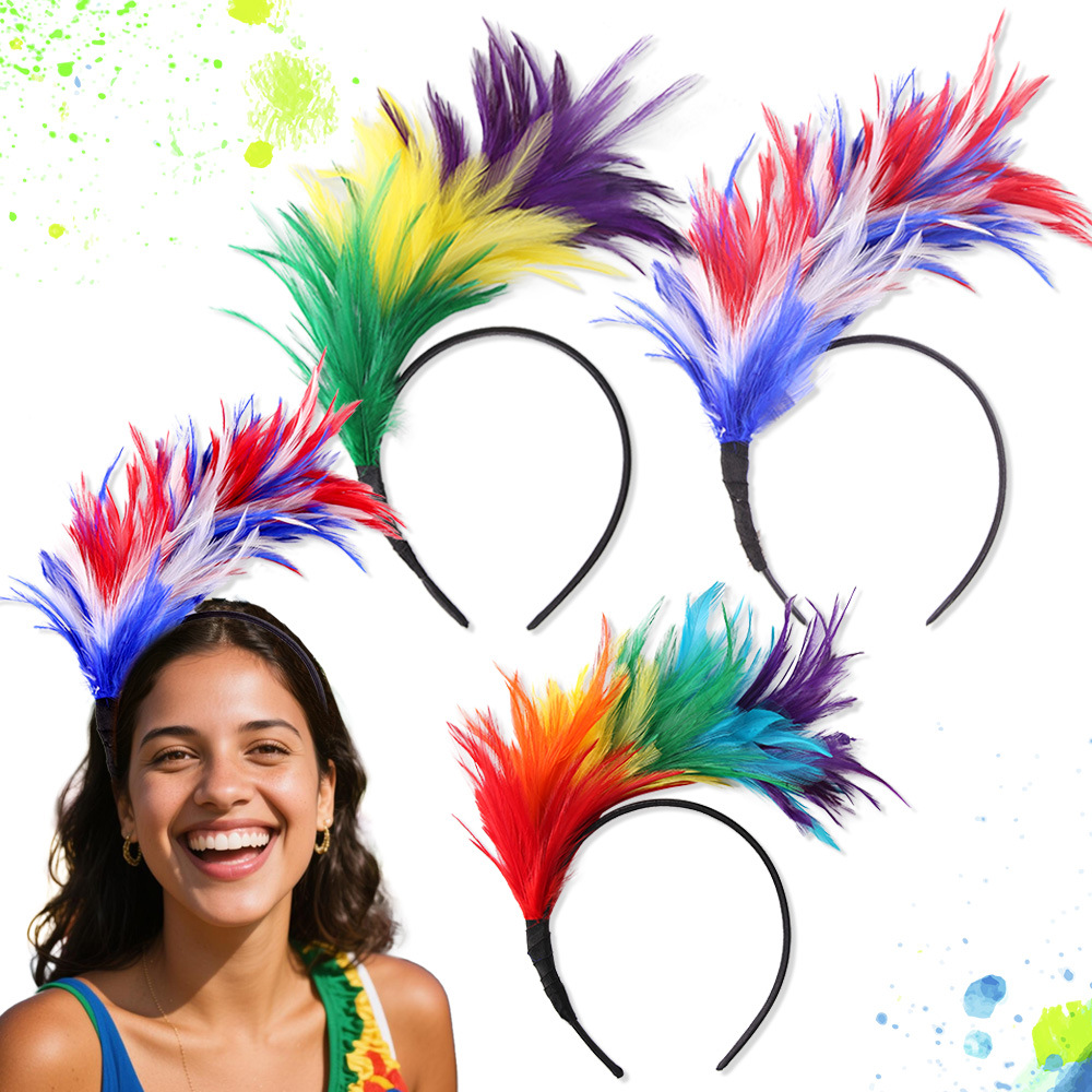 Colores plumas bandas de cabello de carnaval decoración de fiesta verde oro bandas de cabeza púrpura Nueva Orleans festival de maquillaje tocado de baile