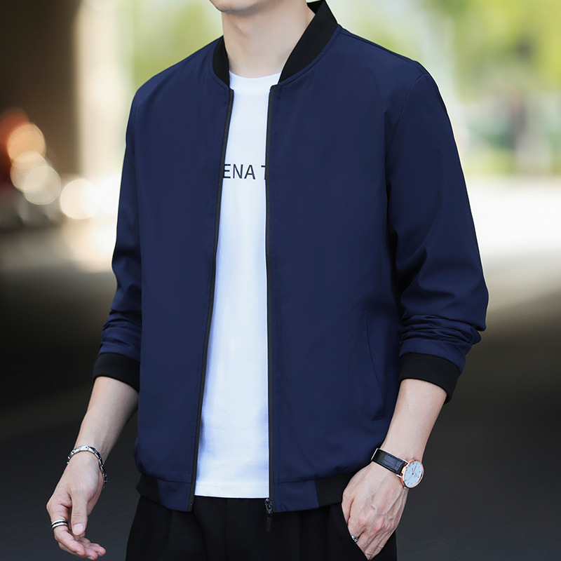 Chaqueta de traje de vuelo de la Fuerza Aérea No. 1 transfronteriza Chaqueta de hombre de cuello de soporte urbano Chaqueta de cuello de béisbol delgada Fábrica al por mayor