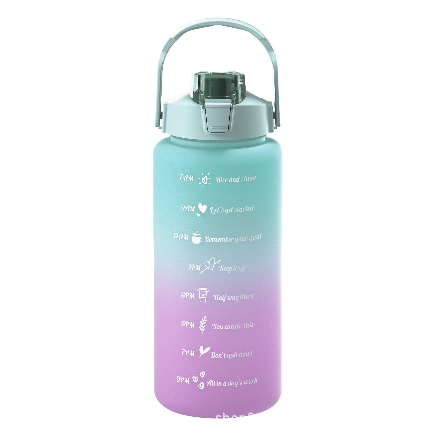 Taza de agua de tres piezas taza de paja de gran capacidad taza de agua de color degradado espacio deportivo olla taza de agua de plástico esmerilado con escala