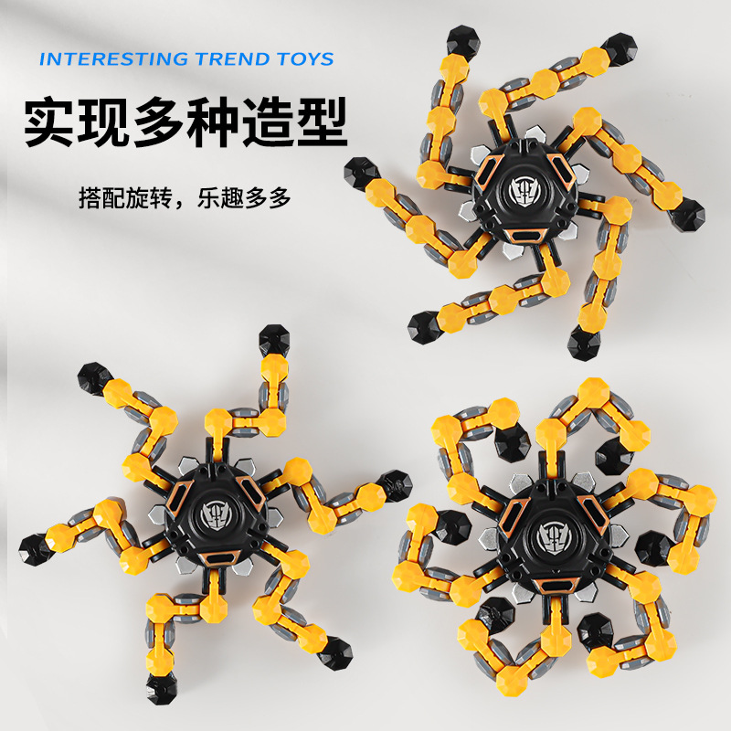 Fingertip Gyro deformable robot giratorio juguete mecánico de los niños tecnología negro espiral entre los dedos niño descompresión