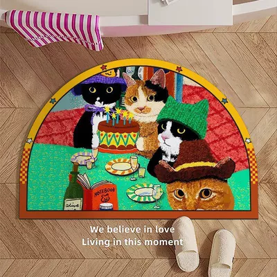 Avtomobil döşəmə paspasları: Mud Floor Mat Water-Absorbent Non-Slip - black-cat-party-4060cm-diatom-mudabsorbent-and-quick-drying