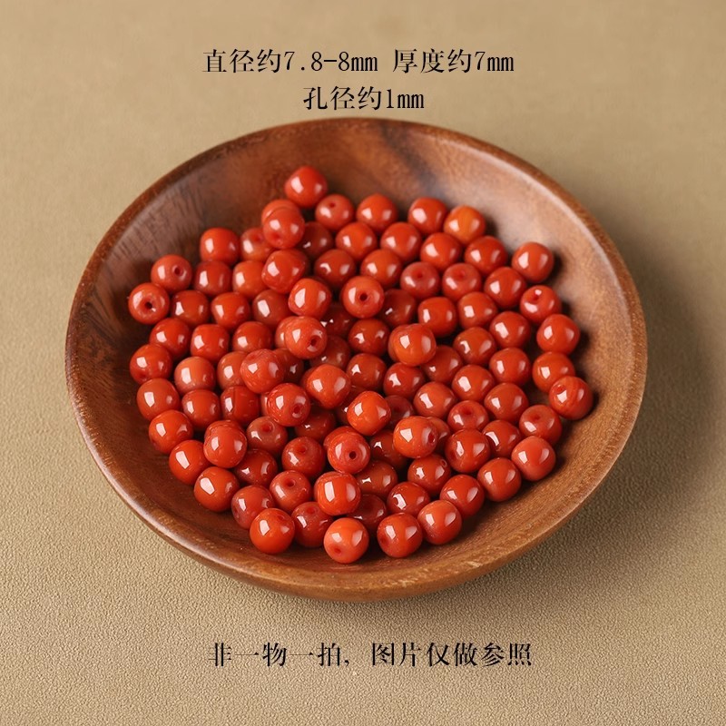 7a southern red barrel beads about 7x7.8mm/5 pieces