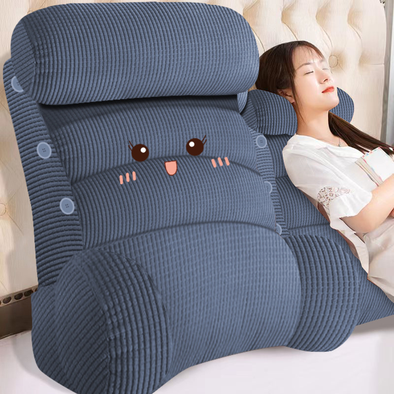 K-Happy Soft Bag.회색과 파란색 세로 줄무늬.