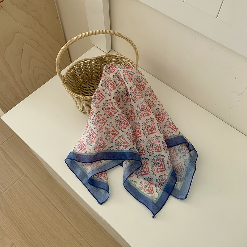 Bufanda de seda, bufanda cuadrada pequeña, bufanda de seda, arte coreano, pañuelo de todo fósforo, niña de verano, bufanda pequeña decorativa