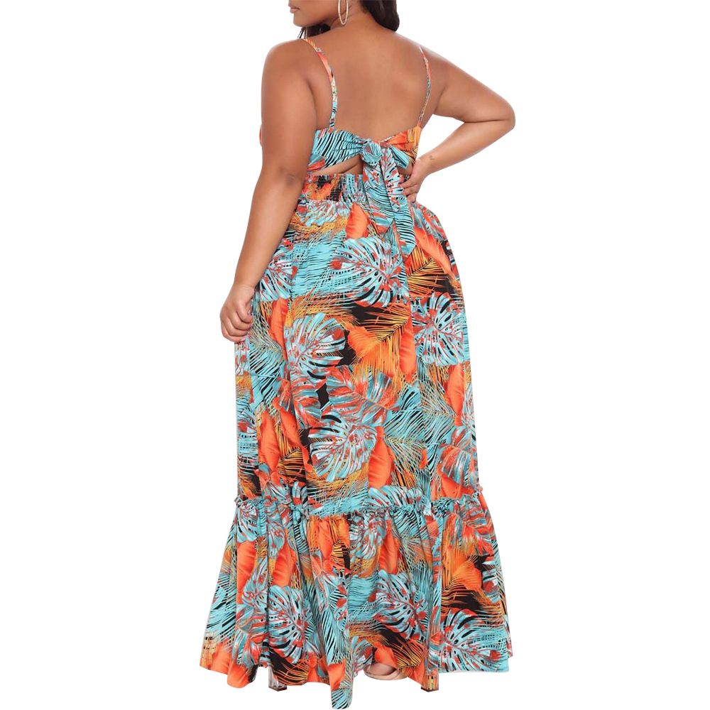 plus size fashion floral sexy sling dress Nihaostyles wholesale clothing vendor NSCYF73298