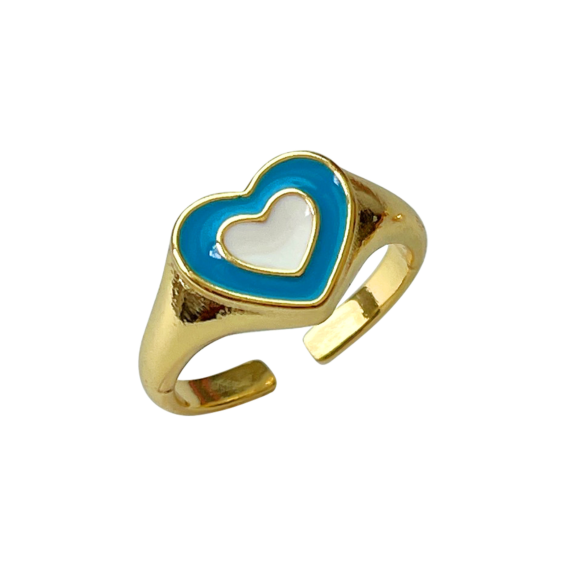 Sweet Heart Shape Copper Enamel Open Ring 1 Piece