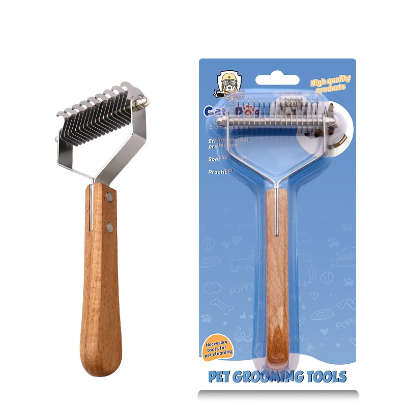 2025 новый продукт-J013 [Большой размер 17 зубьев] Ручка из цельного дерева для домашних животных, расческа для домашних животных,