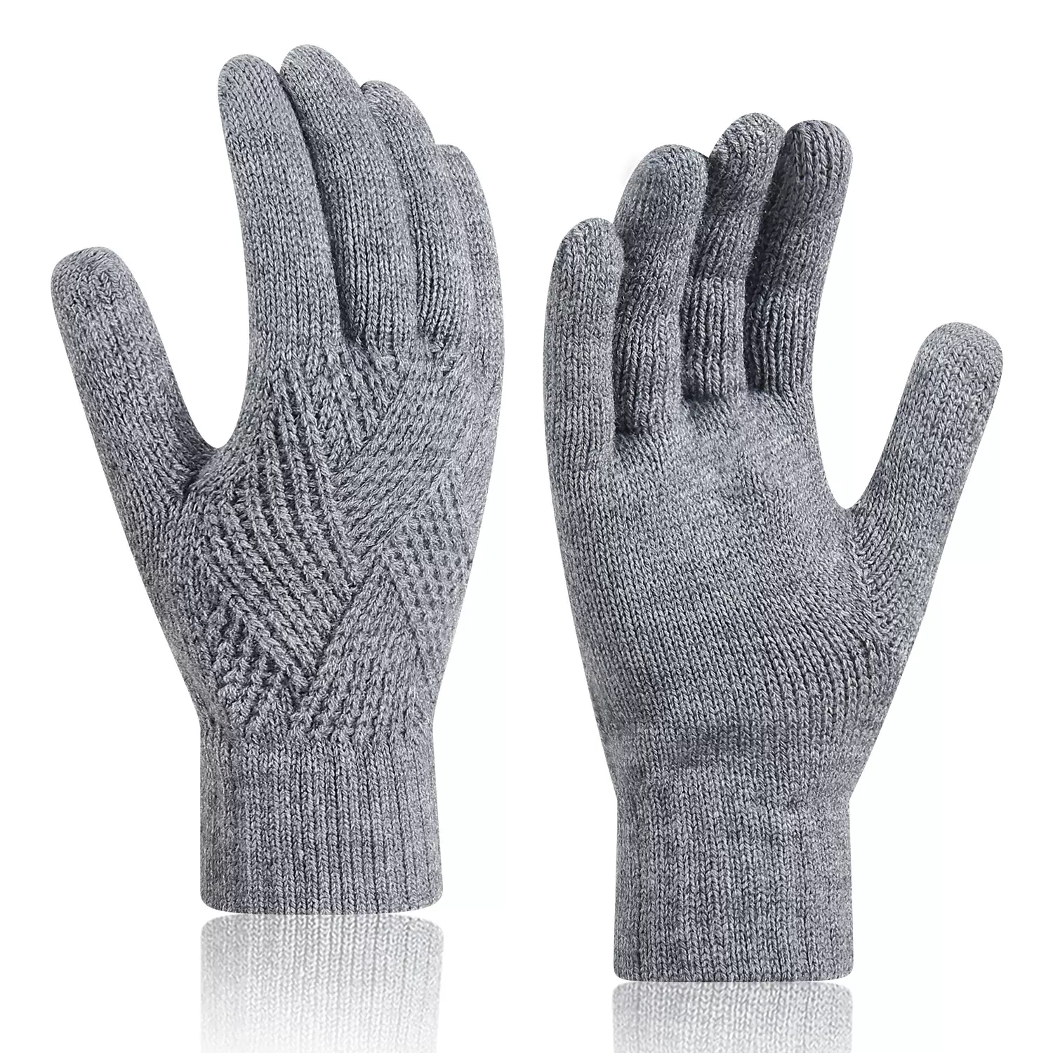 热销针织手套双指触屏女款纯色毛线秋冬户外跨境魔术防寒女成人