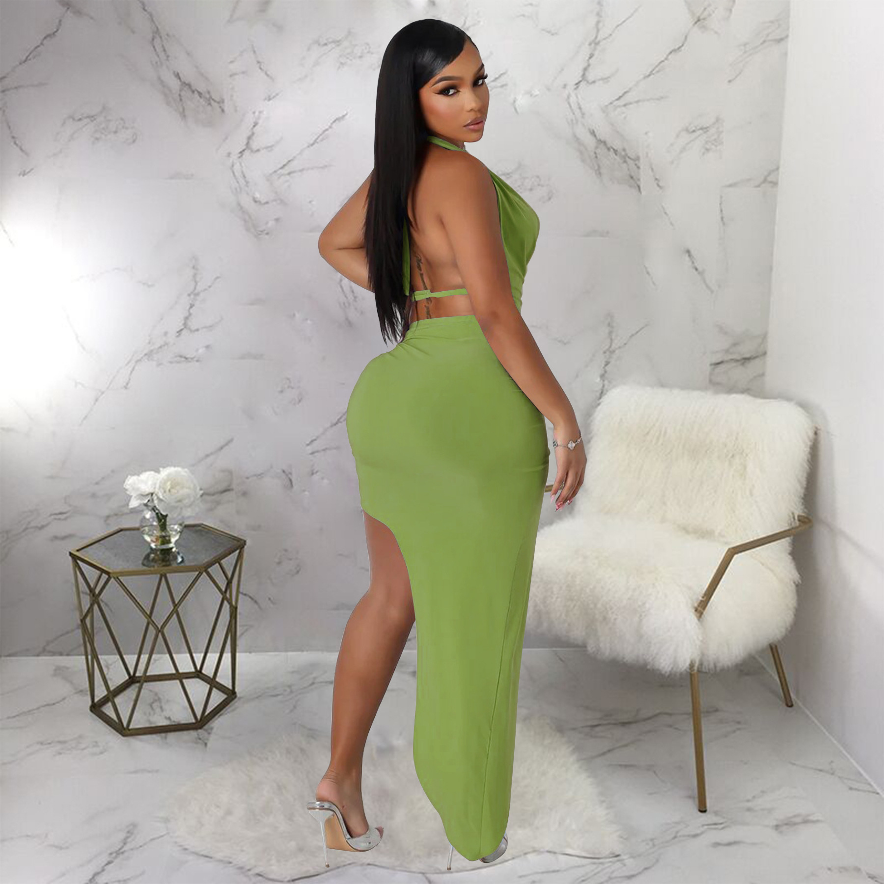 254g Weight Sleeveless Sleeve Length Polyester Fabric Type Skirt Co-ord Set Sets Type 2 Pieces Set Quantity Party, Tea Party, Cocktail Party Occasion V Neck Neckline Slim Fit Type Solid Color Pattern Summer Season Women's Gender Sexy, Streetwear Style Party Tea Party Cocktail Party Women's Sexy Streetwear Solid Color Polyester Skirt Co-ord Set Skirt Sets 27
