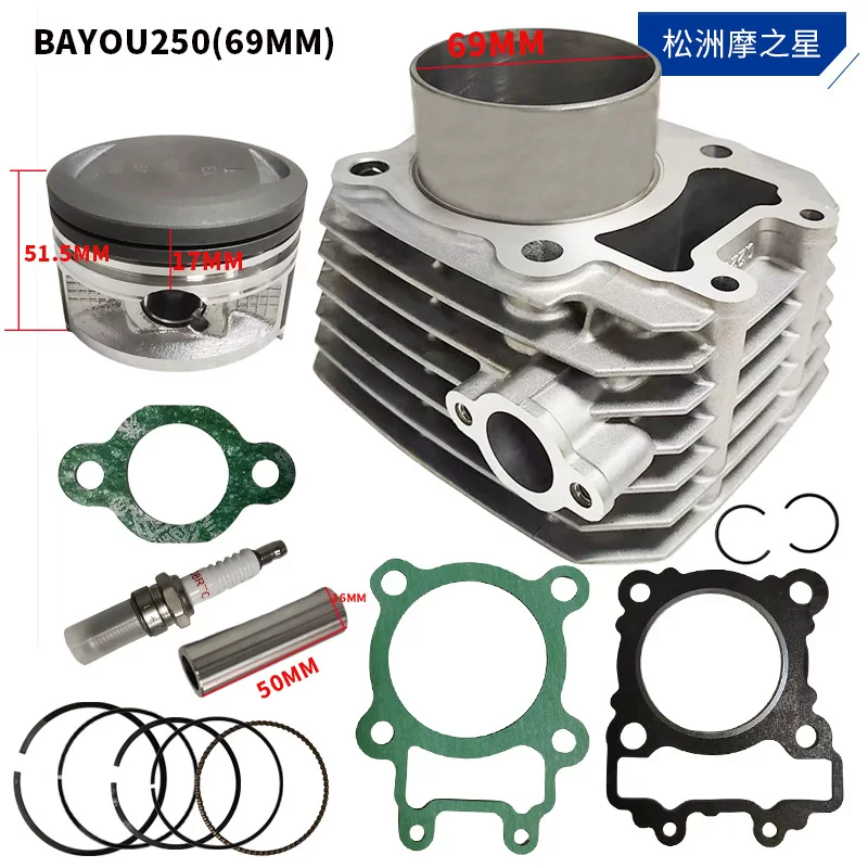 Bayou250 Motorcycle Engine Set Cylinder Accessories Applicable Bayou250 cylinder diameter 69mm 250cc piston