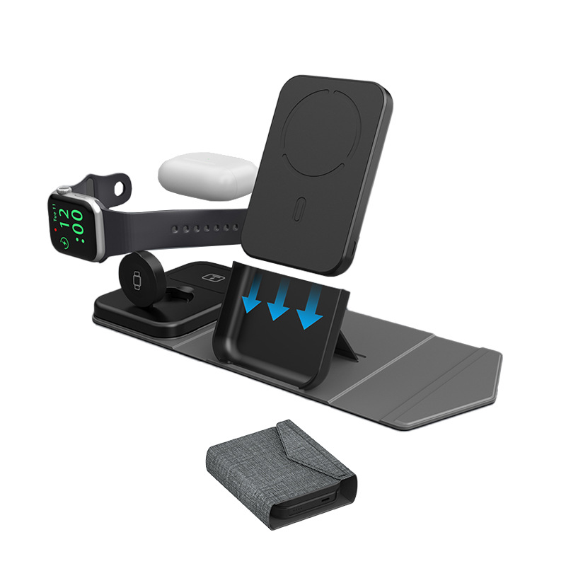 New Magsafe magnetic charging treasure three-in-one detachable folding wireless mobile phone watch headset charger
