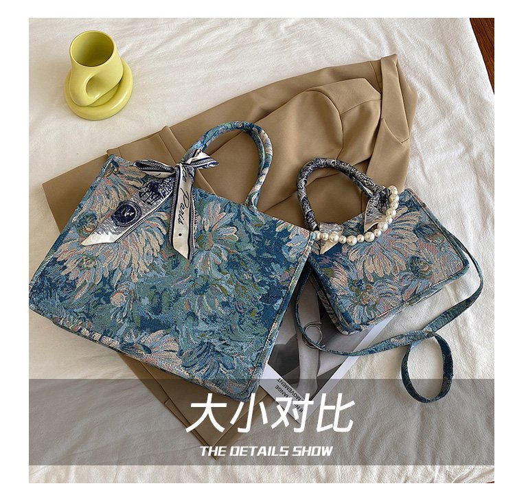 小红书林珊珊同款托特包女2021春季新款涂鸦喷绘帆布单肩包手