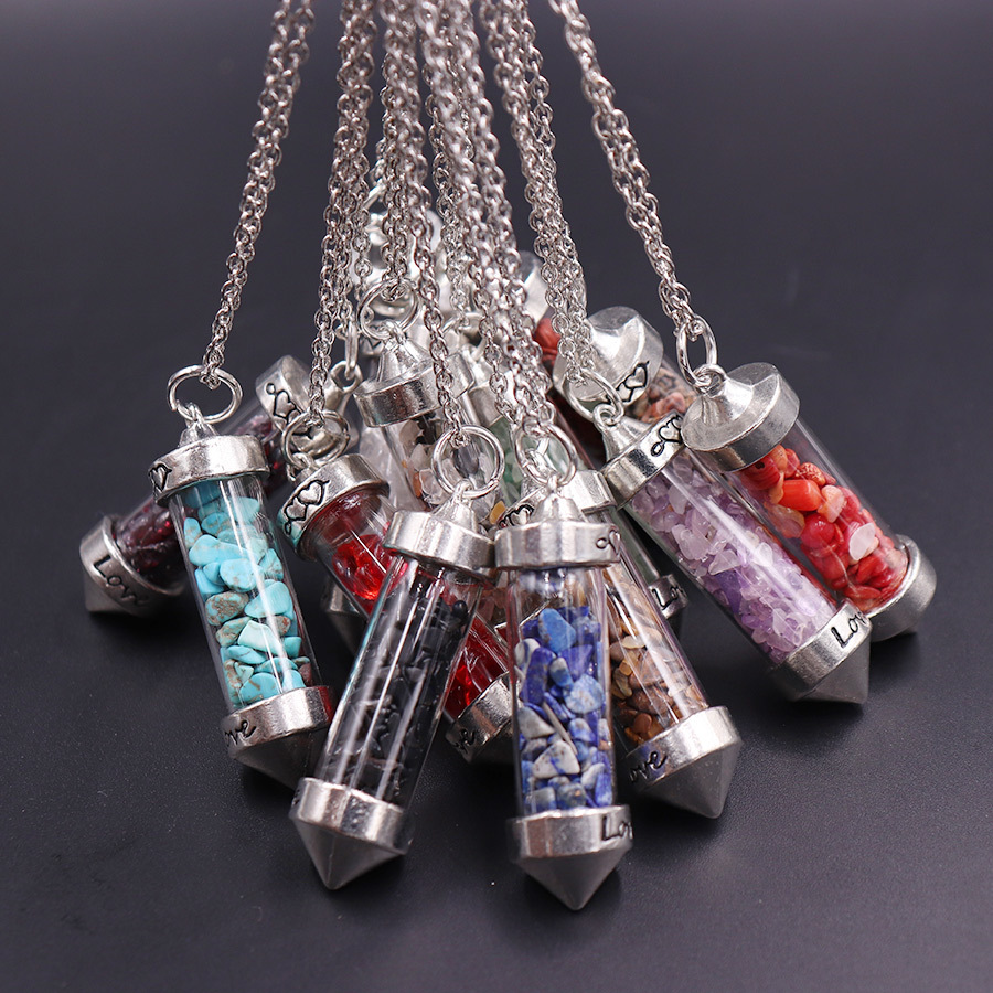 Nuevo collar largo de cristal con doble punta cónica y piedras trituradas, estilo corazón, amor, pareja, cadena para suéter, venta al por mayor image 1