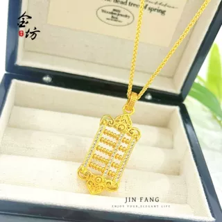 金店同款沙金diy配件镶钻算盘吊坠项链古法传承如意国风饰品国潮