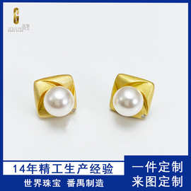 珠宝首饰源头工厂时尚高级感925银耳环精工拉丝耳饰定做加工2.3g