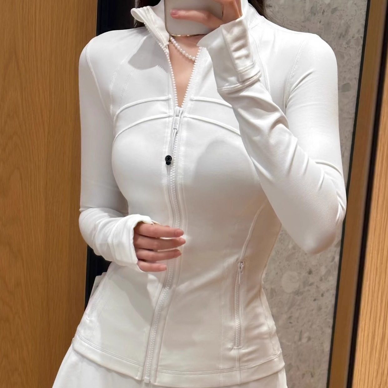 Luludarling el mismo traje de yoga para mujeres de verano nueva chaqueta molida cuello de acondicionamiento físico abrigo solar