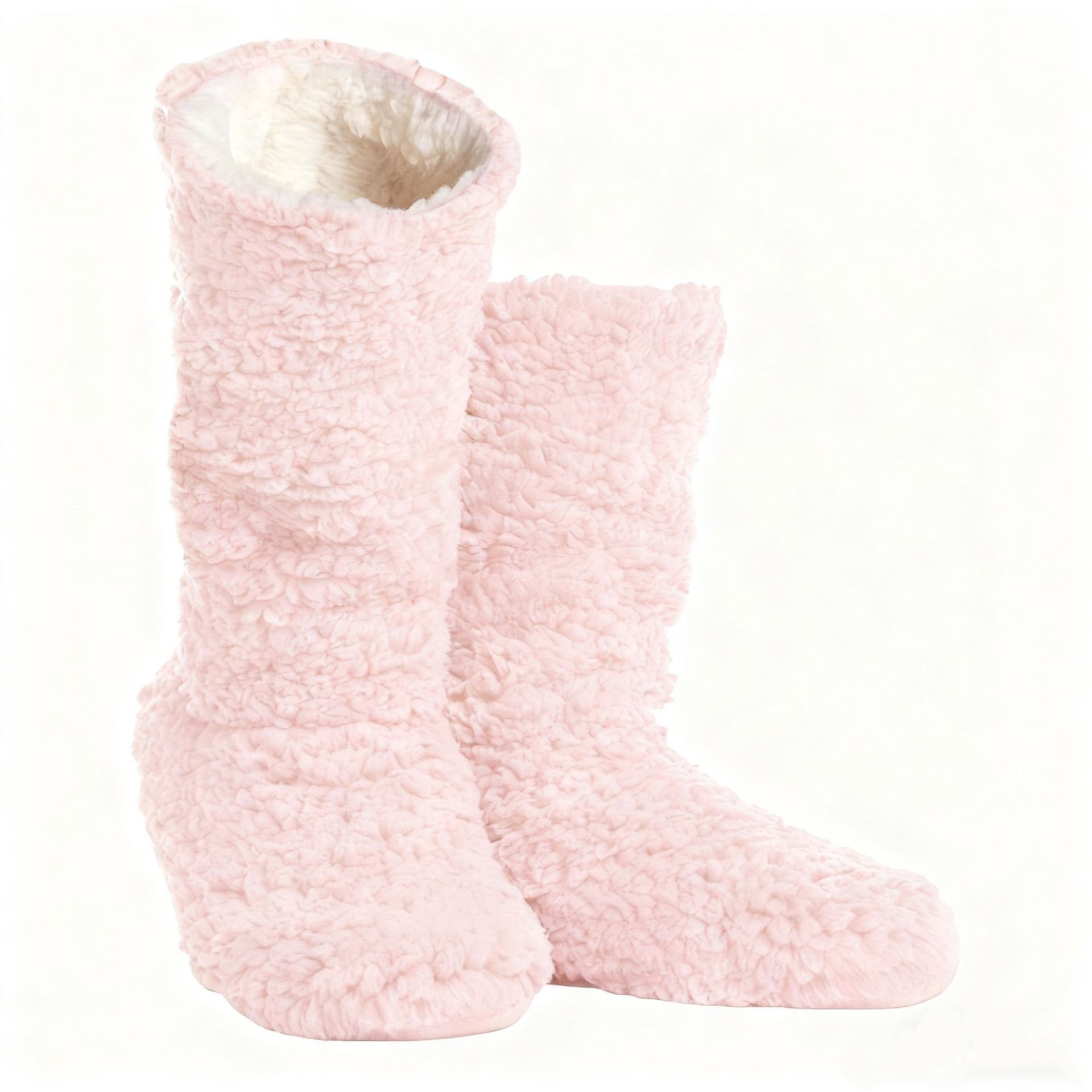 화이트 내부와 브라이트 핑크 미드 종아리 양말