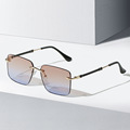 新款无框切边太阳镜2a438 欧美男女墨镜 跨境个性摩登海洋片眼镜